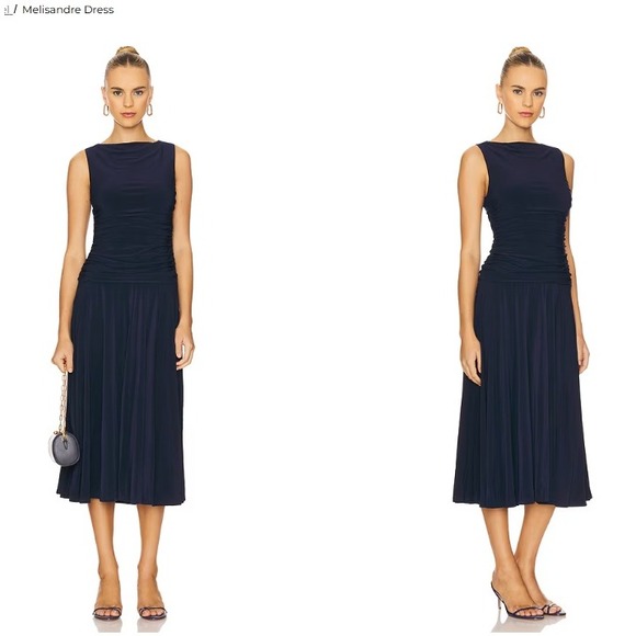 Melisandre Dresses & Skirts - ASTR The Label Melisandre Navy Midi Dress Ruched Sleeveless Elegant Size M